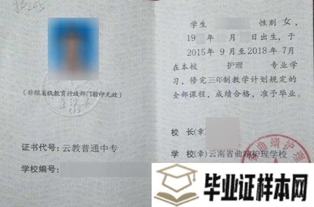 云南省电子信息高级技工学校毕业证样本/图片