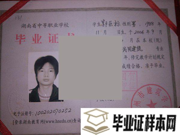 长沙宁乡经开区科技工业学校2007年毕业证