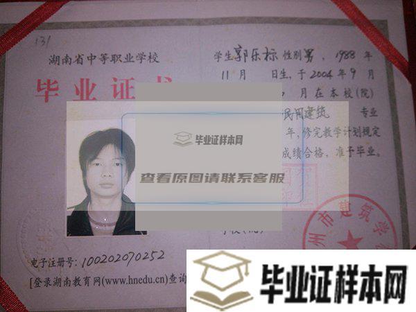 长沙宁乡经开区科技工业学校2007年毕业证