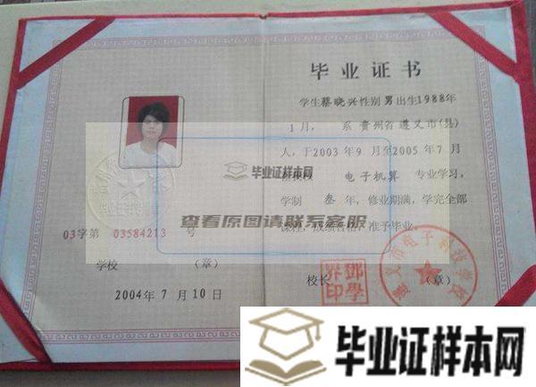 贵州省商业学校毕业证样本/图片/模板插图
