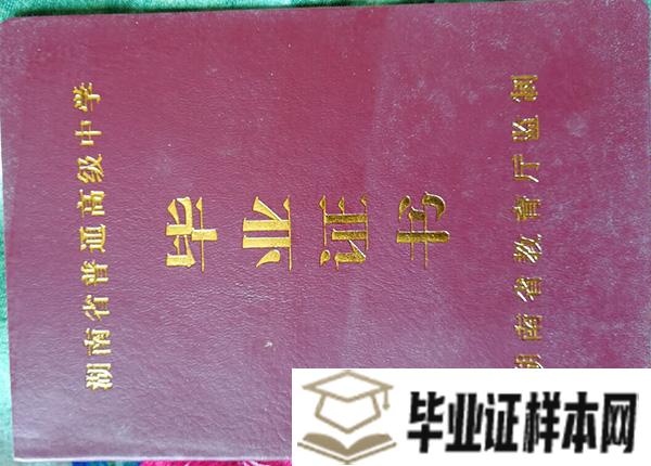 湖南省2019年高中毕业证外壳