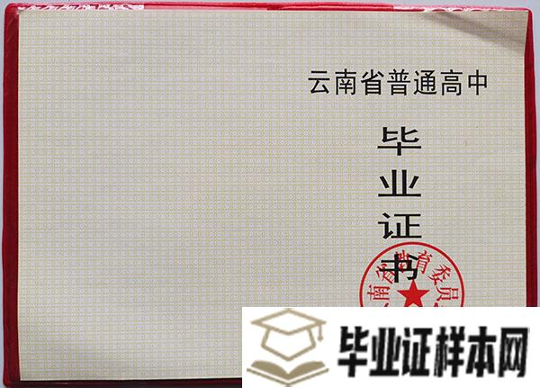 云南省1996年高中毕业证样本