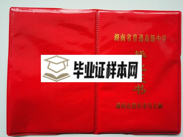 湖南省1990年高中毕业证封面