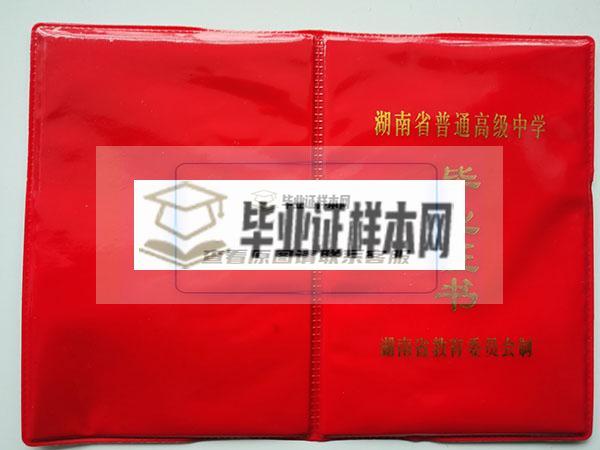 湖南省1990年高中毕业证封面
