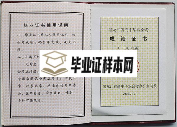 哈尔滨市2001年高中毕业证成绩单