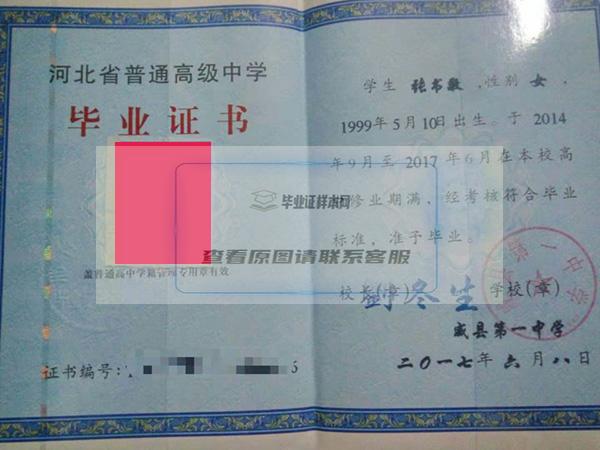 2000年河北省高中毕业证样本图片大全（模板样式）