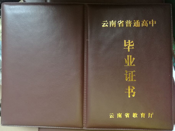 云南省2019年高中毕业证外壳