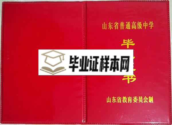 山东省青岛市2000年高中毕业证外壳