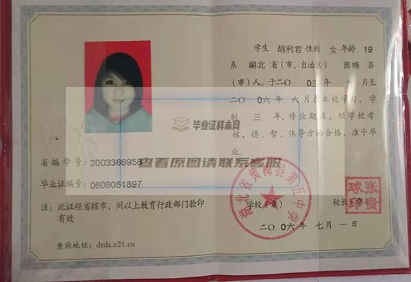 湖北省2005年高中毕业证样本「原版图片」