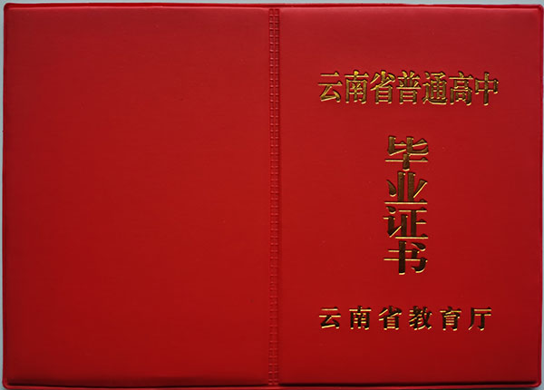 云南省1994年高中毕业证外壳