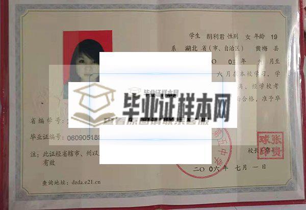 湖北省高中畢業證模板