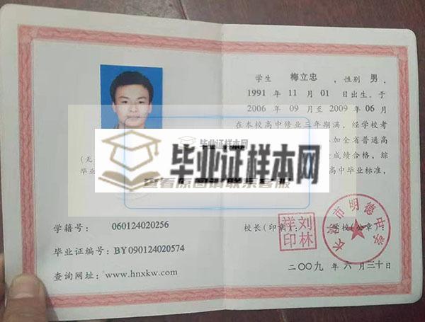 湖南省郴州市高中毕业证样本（3张图片）