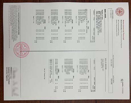 波士顿大学毕业证图片、成绩单样本、P图模板