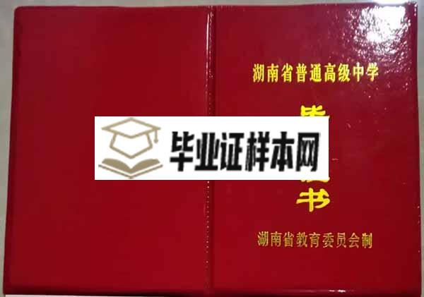 1999年湖南省高中毕业证外壳