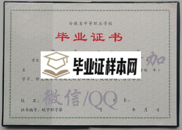 安徽省2009年全日制中专毕业证样本