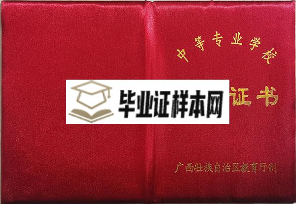 2001年南宁市中专毕业证封皮