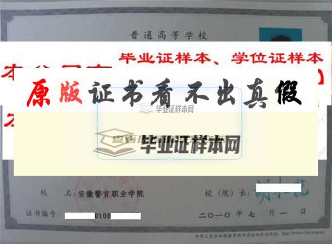 安徽警官职业学院毕业证样本|学位证样本|学历档案样本