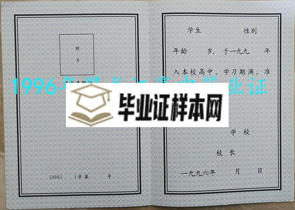 黑龙江省1996年高中毕业证内芯