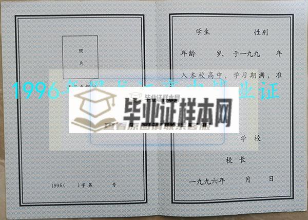 黑龙江省1996年高中毕业证内芯