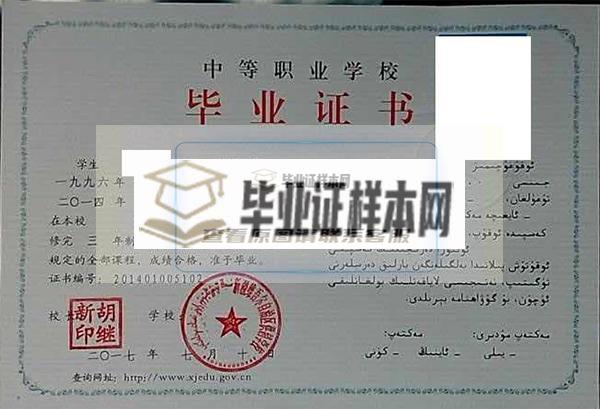 新疆2008年的中专毕业证样本