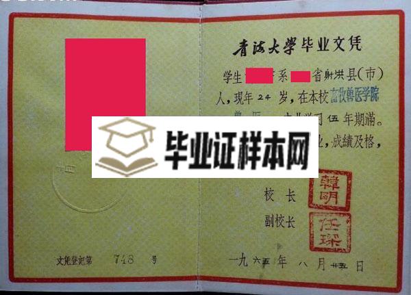 青海大学毕业证样本图片