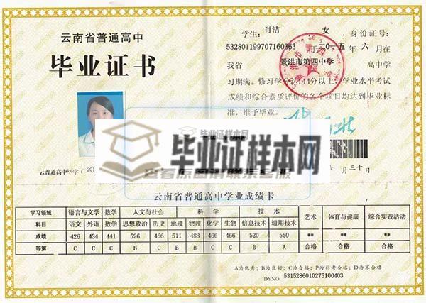 云南省2015年的高中毕业证
