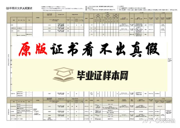 日本早稻田大学毕业证书模板