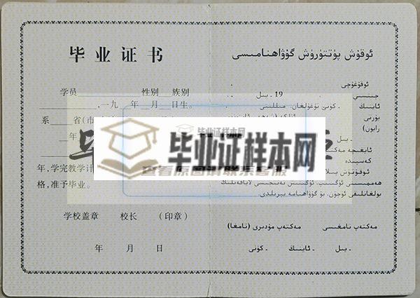 新疆成人中等专业学校毕业证内页