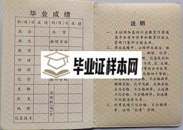 四川省2002年高中毕业证成绩单