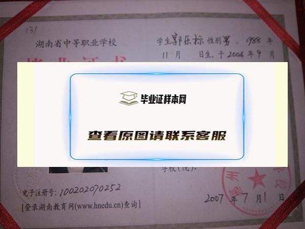 湖南省中专毕业证样本-中专毕业证图片高清模板