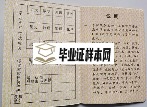 四川省2017年高中毕业证成绩单