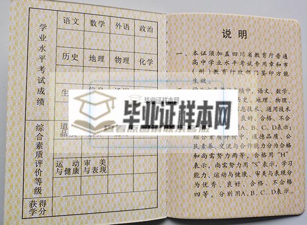 四川省2017年高中毕业证成绩单