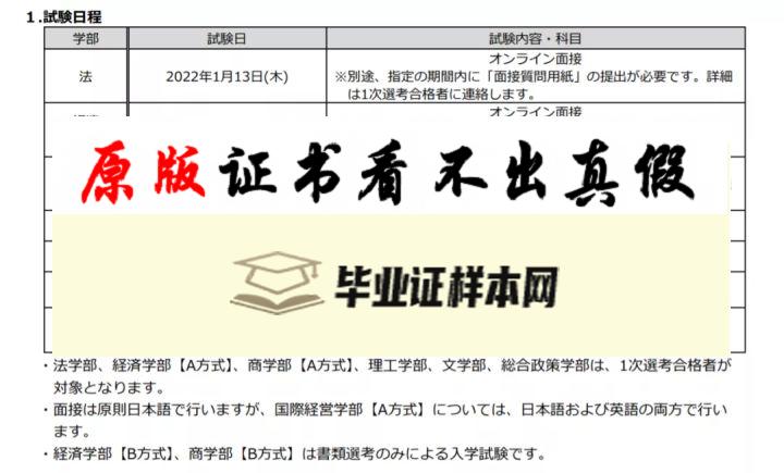 ​日本中央大学毕业证书模板