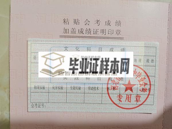 2008年河北省高中毕业证会考成绩单