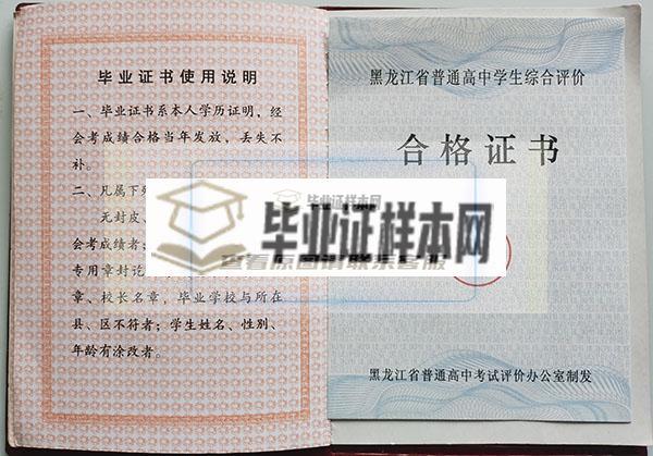 黑龙江省实验中学毕业证合格证书