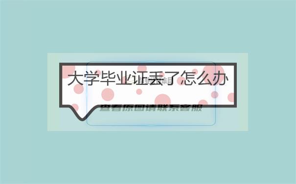 大学毕业证丢了怎么补救？