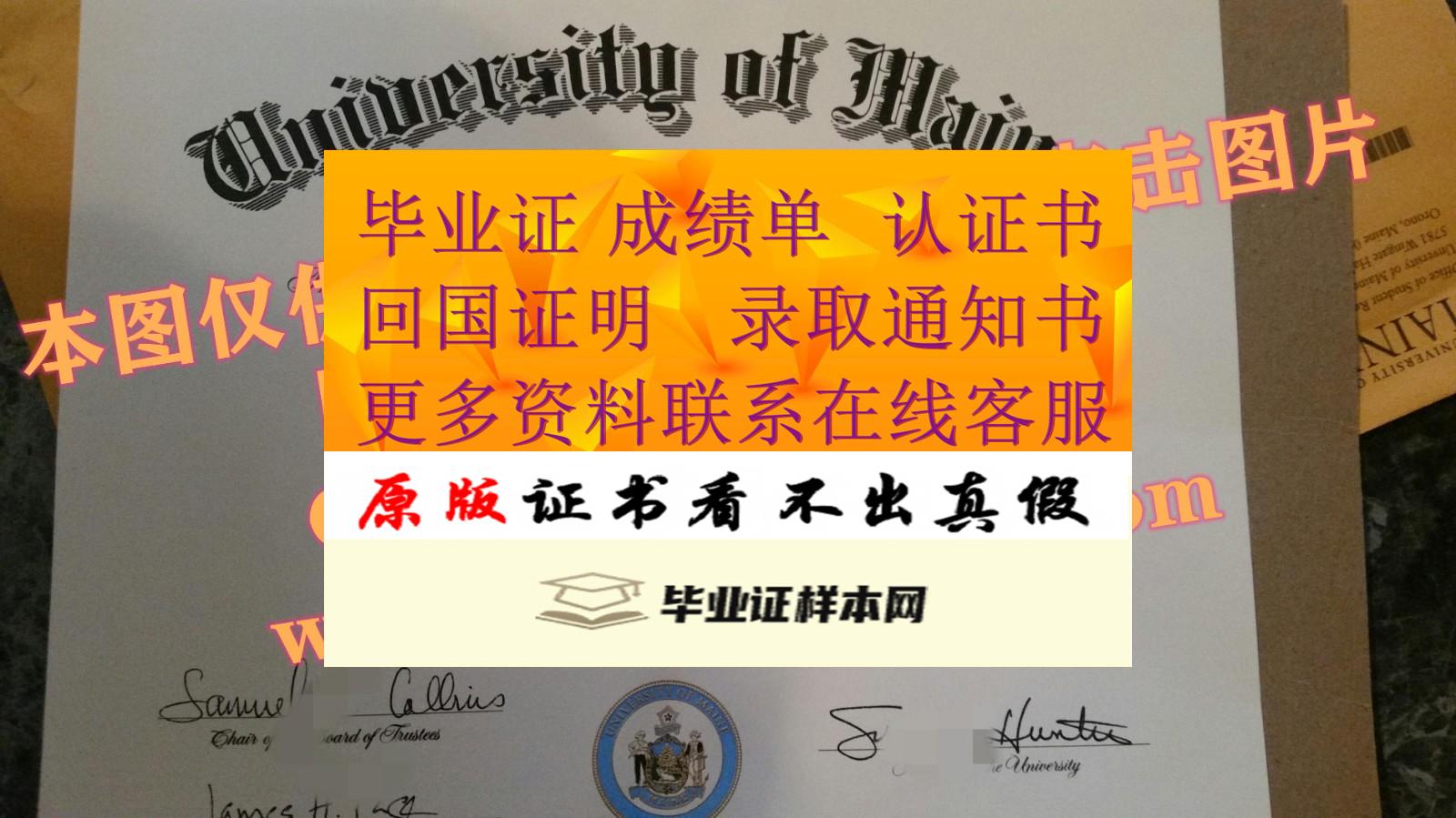 美国缅因大学毕业证书模板