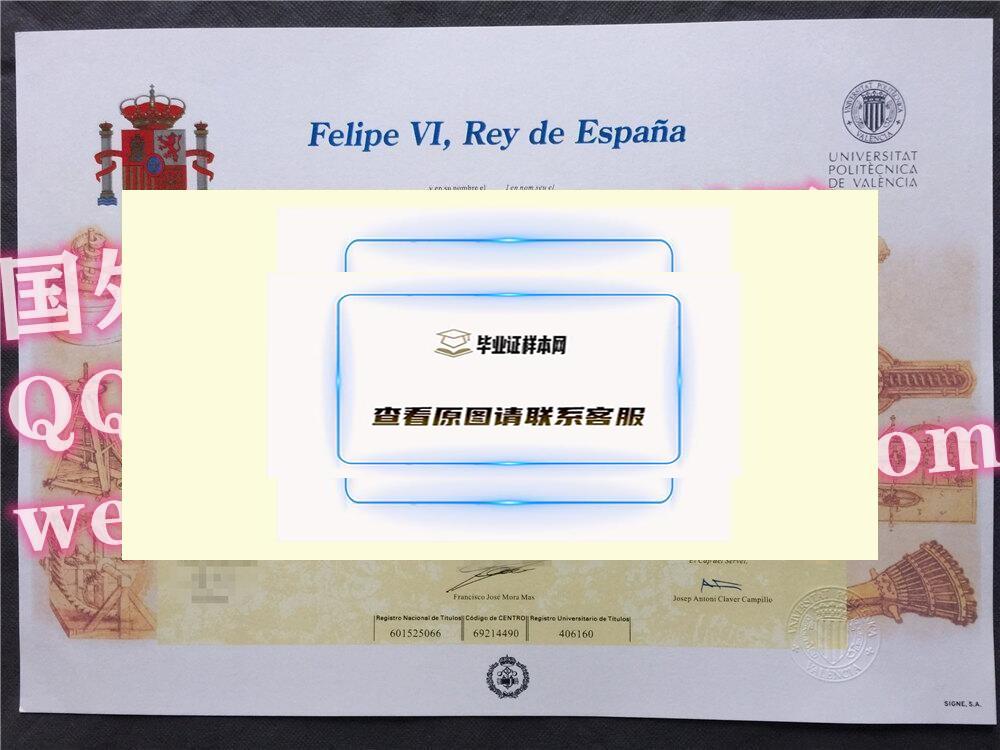 西班牙最新：瓦伦西亚理工大学毕业证书样本