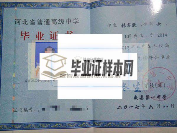 石家庄精英中学高中毕业证样板_图片