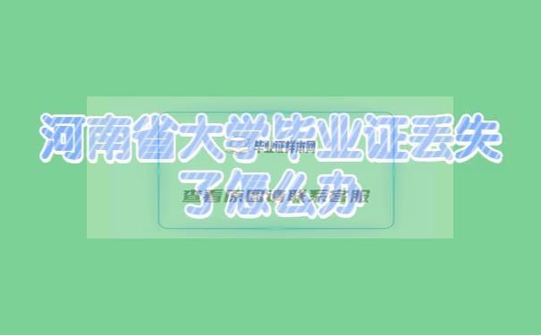 河南省大学毕业证丢失了怎么补救？