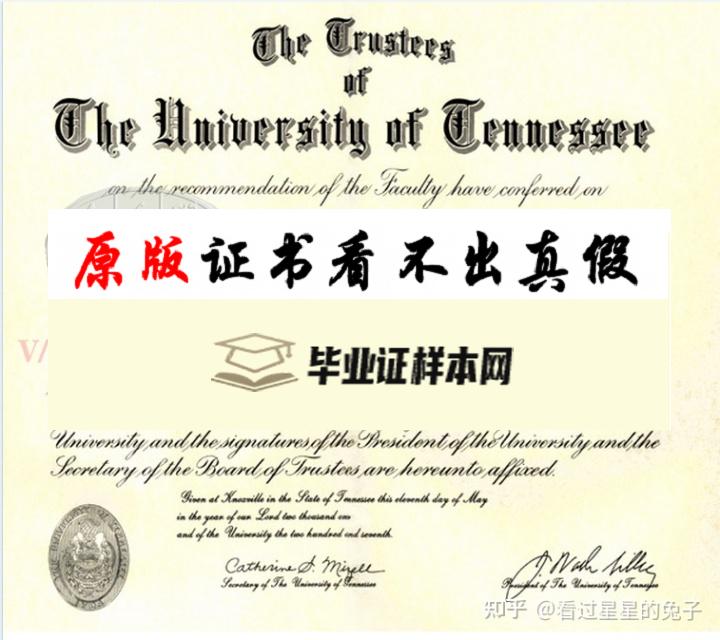 美国田纳西大学毕业证书样本 The University of Tennessee