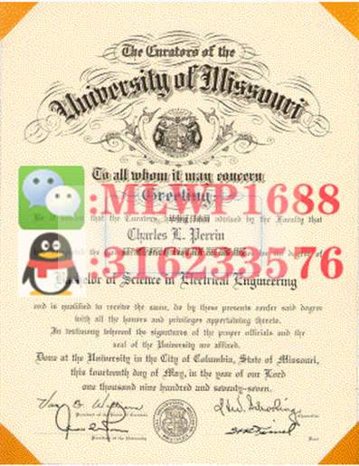 美国密苏里大学哥伦比亚分校毕业证书模板