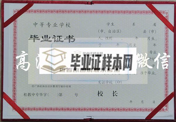 广西2002年中专毕业证样本