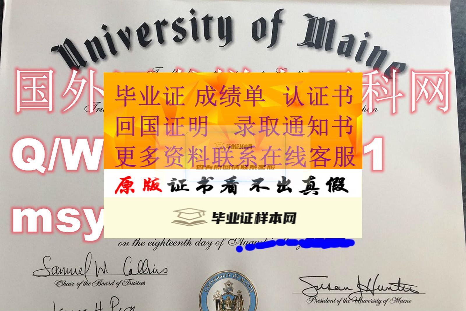 【美國學院】緬因大學畢業證樣本