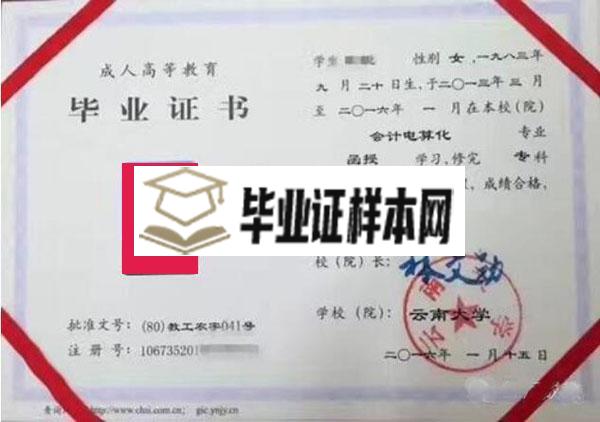 云南大学毕业证样本图片