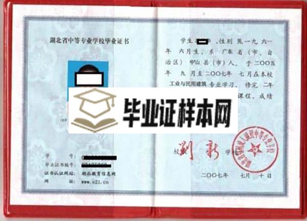 湖北省2007年中专毕业证