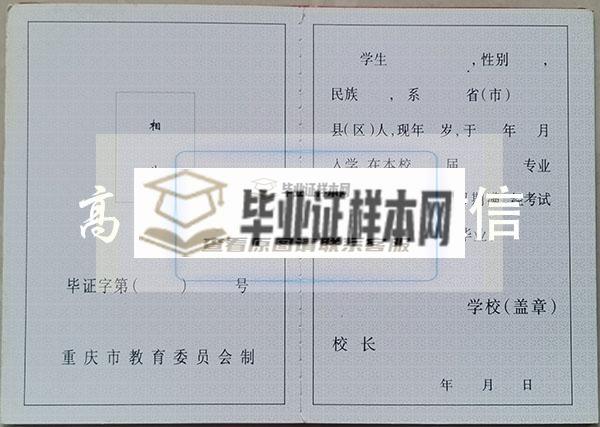 重庆市2001年中专毕业证内页
