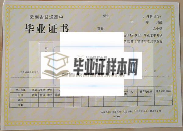個舊市第一中學畢業證內芯