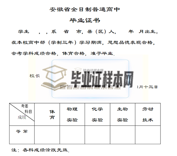 高中畢業證電子版模板（高清版）