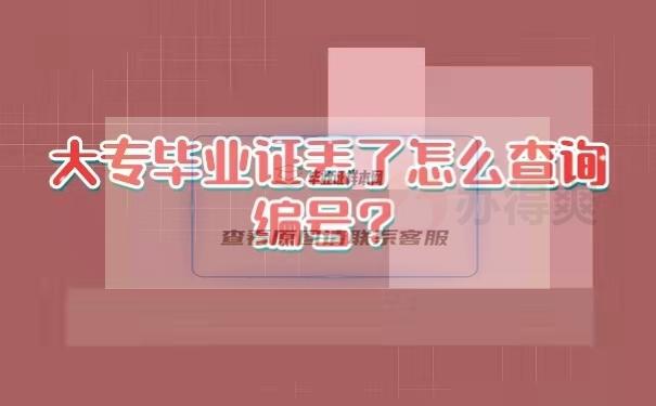 大专毕业证丢了怎么查编号？